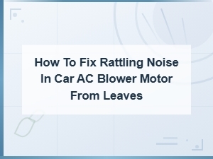 Fix Rattling Noise in Car Ac Blower Motor From Leaves